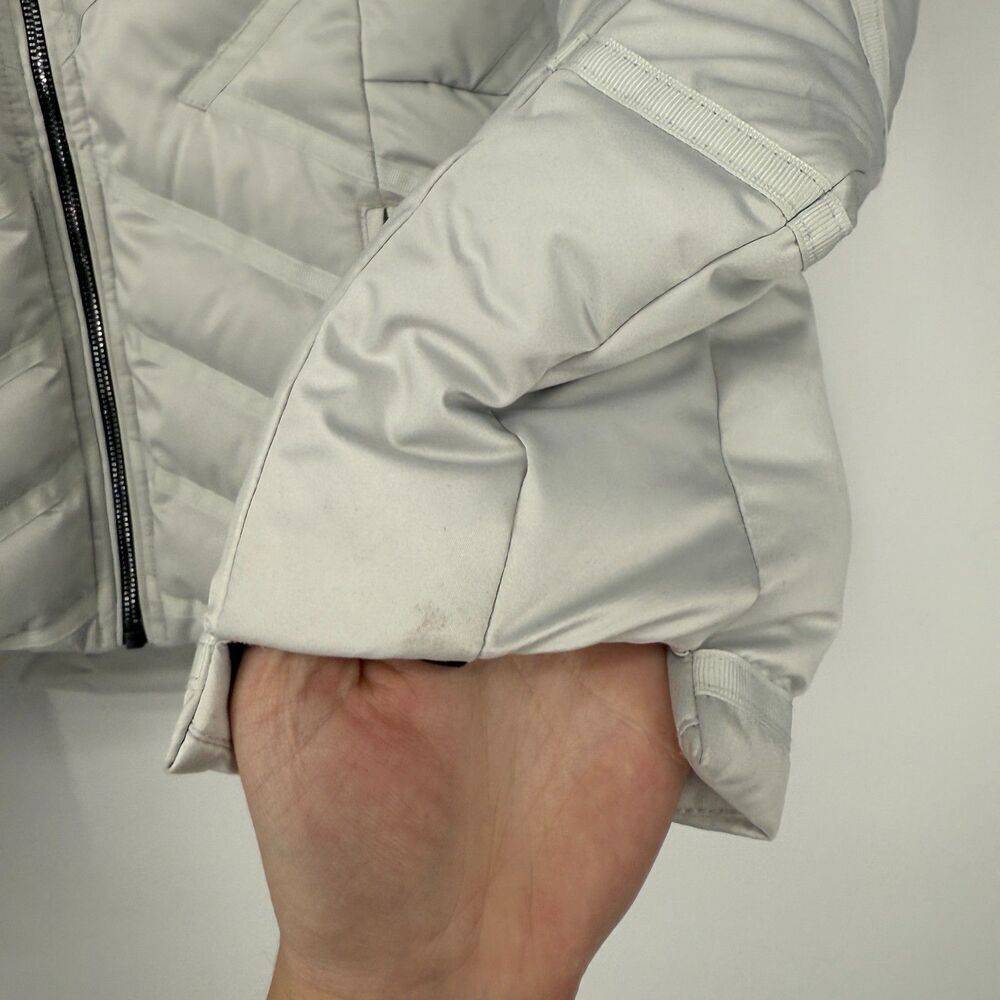 Obermeyer Jacket Coat Puffer Bombshell Hood Ski Apres Down White/Gray Women Sz 6 - Picture 4 of 16